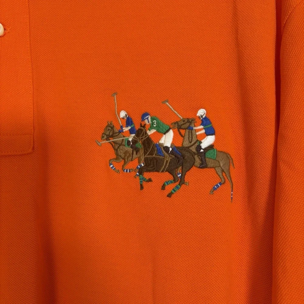 POLO RALPH LAUREN Mens 1XB Big Pony Classic Fit Polo Shirt Orange Big Accents